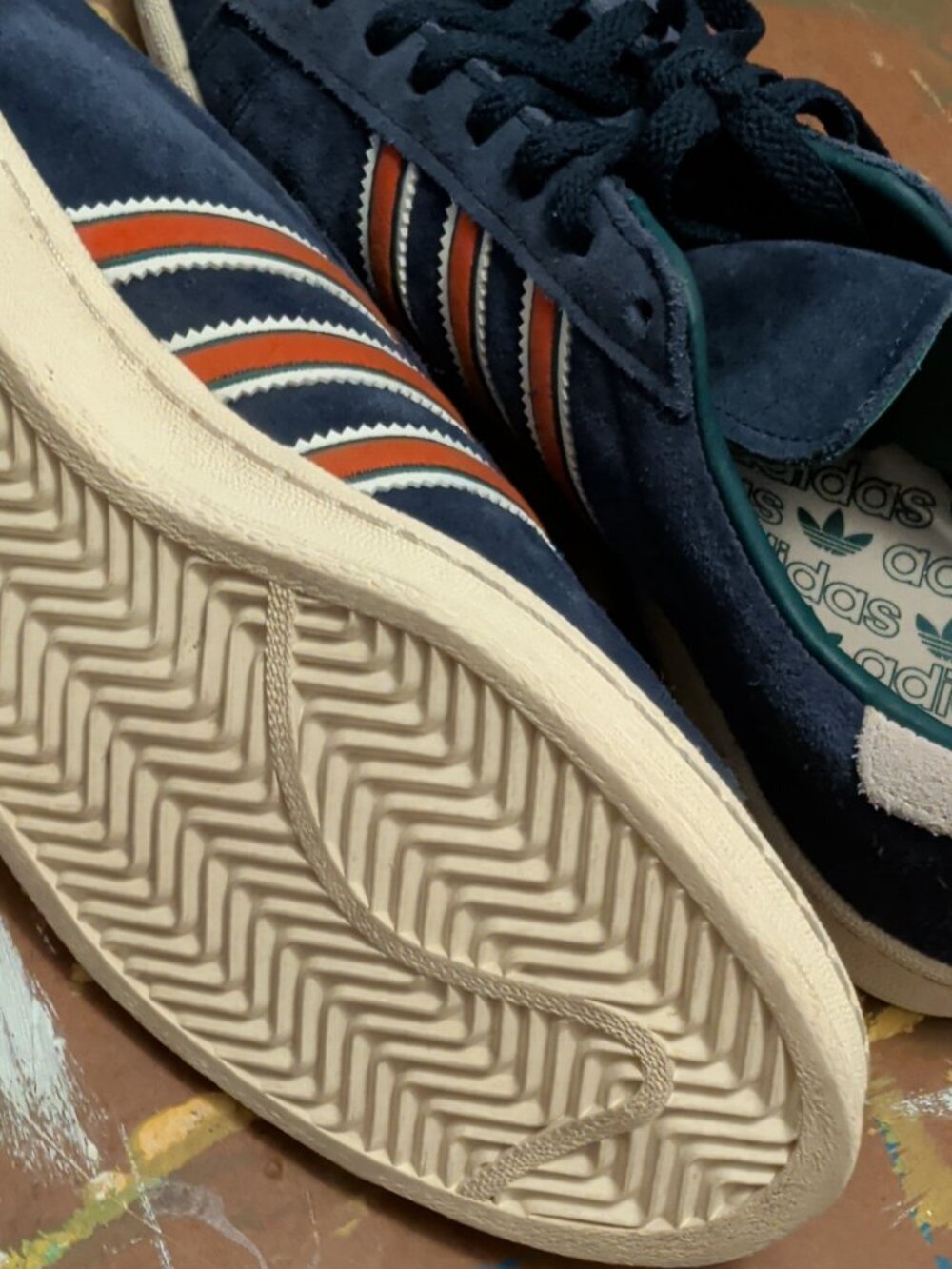 adidas Men's Low Top Suede Striped Lace-Up Sneakers Blue/Orange A-IF6226